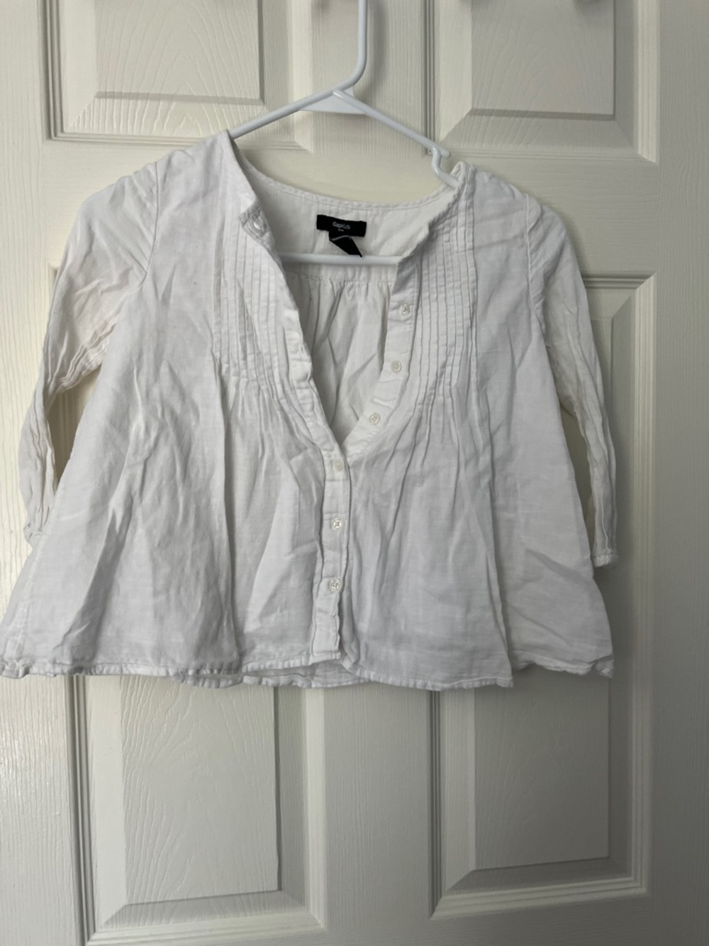 GAP White Button-Front Pintuck Peasant Blouse